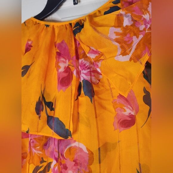 NWT Joie Kriston B S Zinnia Floral Ruffled Lngslv 100%SILK Women Blouse  $278 - Picture 13 of 16